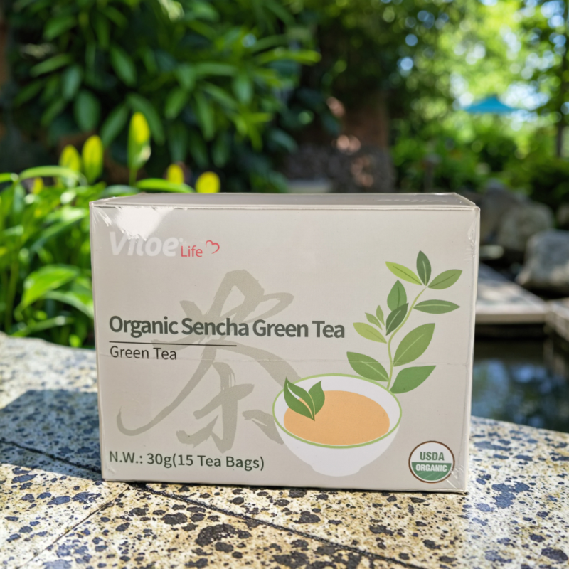 Premium Organic Chinese Sencha Green Tea 30g Freshly Processed in Bulk Box Bag for Slimming with 2-Year Shelf Life