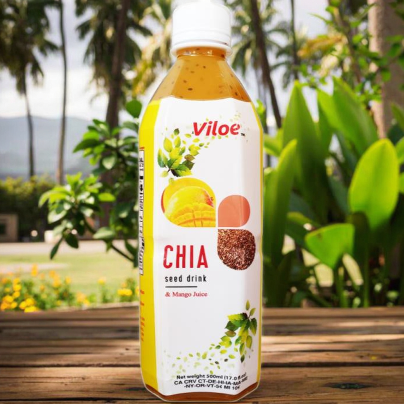Natural Fruit Flavor Mango Taste Chia Seed Drink 500ml Plastic Bottle OEM Factory Price Well-Sold Beverage From Vietnam
