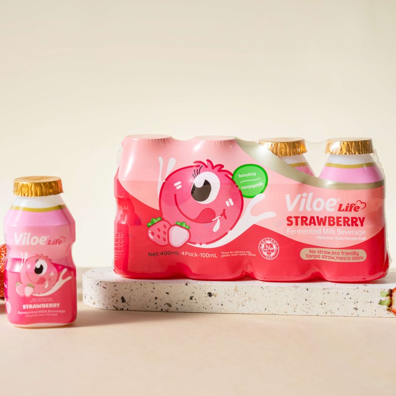 Viloe Life Original Flavor Lactobacillus Drink 100ml*4 Pack in Strawberries Flavored Bottles Other Beverages