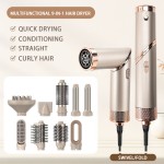 New Design 9 in 1 One Step Hair Air Brush Kit Professional Foldable High Speed Hair Dryer Brush Styler