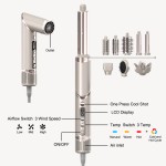 8 1 Electric Hair Styler LCD Temperature Custom Logo Blower Dryer Brush Hair Straightener Curler Styling Tools Ion Technology