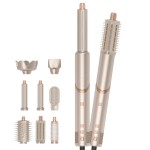 8 1 High-Speed DC Hair Dryer AC Motor Salon Quality Multi-Function Folding Hot Air Comb Temperature Display LCD Ceramic