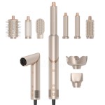 8 1 High-Speed DC Hair Dryer AC Motor Salon Quality Multi-Function Folding Hot Air Comb Temperature Display LCD Ceramic