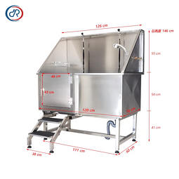 Stainless Steel Dog Bathtub Manufacturer - DRH Premium Large with Shower Head Stair
