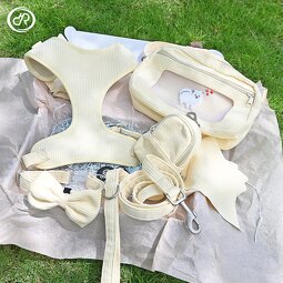 Luxury Corduroy Dog Harness Set Manufacturer - Adjustable Gold Metal Buckle Designer