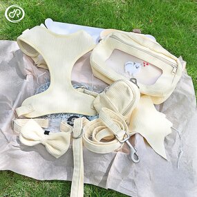 Luxury Corduroy Dog Harness Set Manufacturer - Adjustable Gold Metal Buckle Designer