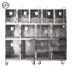 Large Veterinary Cage Manufacturer - DRH Multi-functional 13-Door 3-Layer Stainless Steel