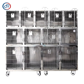 Large Veterinary Cage Manufacturer - DRH Multi-functional 13-Door 3-Layer Stainless Steel
