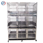 Stainless Steel Veterinary Cage Manufacturer - DRH Heavy Duty Large 9-Door Three Layer