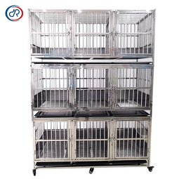 Stainless Steel Veterinary Cage Manufacturer - DRH Heavy Duty Large 9-Door Three Layer