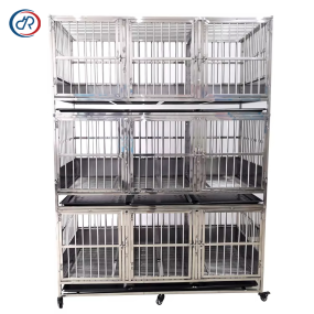 Stainless Steel Veterinary Cage Manufacturer - DRH Heavy Duty Large 9-Door Three Layer