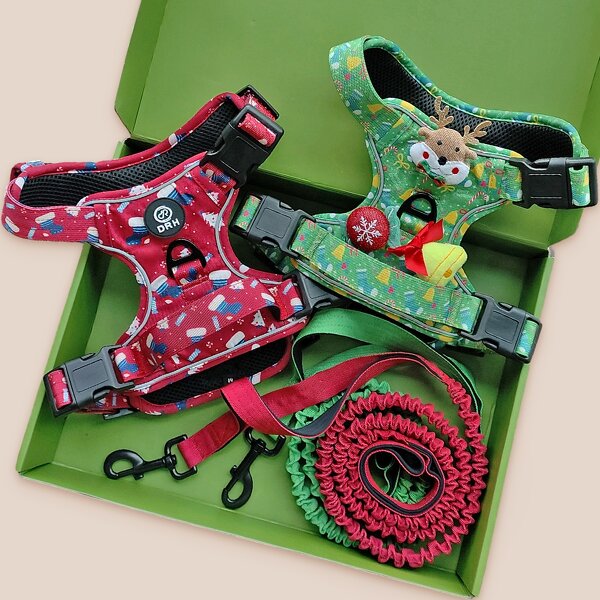 Christmas Dog Harness Set Manufacturer - OKKPETS Custom No Pull Collar Leash