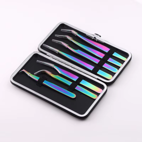 High-precision  Curved Tip Eyelash Tweezers Artist Students Trainer Stock Grafting Blooming Eyelash Stainless Steel Material