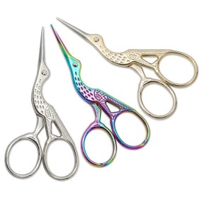 Ready Supply Retro Household Stainless Steel Embroider Scissors Crane-Shaped Tea Ceremony Tea Bags Makeup Eyebrow Scissors
