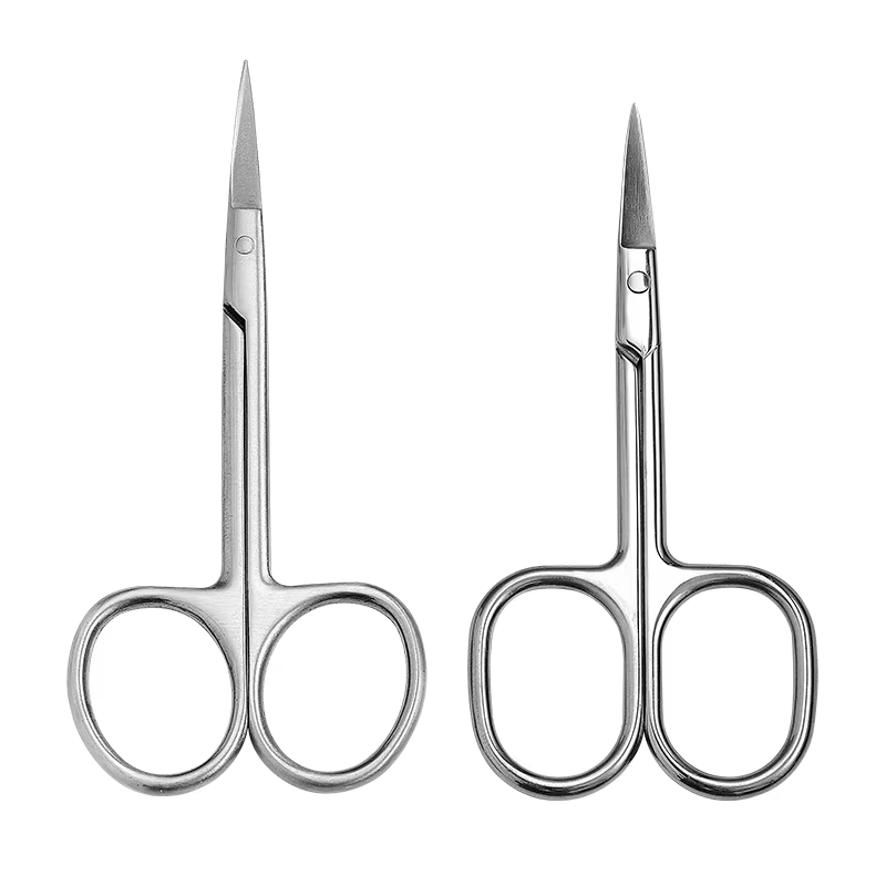 Manufacturer Supplier  Stainless Steel Beauty Tool Pointed Toe Nose Hair Makeup Scissors Straight Head Eyebrow Eyelash Trimming