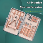 High Quality 18-Piece Stainless Steel Manicure Care Set Dead Skin Scissors Diagonal Nail Clippers Personal Care Rose Gold Tools