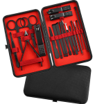18-Piece Black Oblique Nail Clipper Set Complete Manicure  Tools   trimming  toe finger  Nippers Portable Kit for Beauty