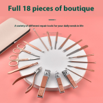 High Quality 18-Piece Stainless Steel Manicure Care Set Dead Skin Scissors Diagonal Nail Clippers Personal Care Tools Cute Style