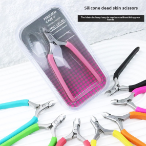 Professional Dead Skin Removal Tool-Colorful Silicone Non-Slip Handle Cuticle Pliers Scissors Spot Wholesale Nail Nippers