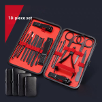 18-Piece Black Oblique Nail Clipper Set Complete Manicure  Tools   trimming  toe finger  Nippers Portable Kit for Beauty