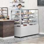 Cake Display Cabinet Supplier - Floor Type White Right Angle Air-Cooled with Glass Door