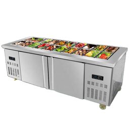 Salad Table Factory - Commercial Refrigerated Salad Stand Fresh-Keeping Slotted