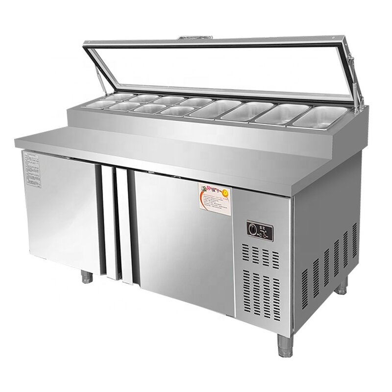 Salad Bar Fridge Manufacturer - Single Temperature Pizza Prep Counter Top Display