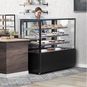 Refrigerated Bakery Display Manufacturer - Single-Temperature Black Vertical Cake Cabinet LED