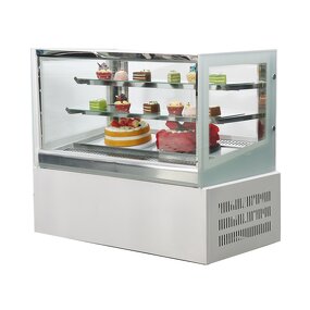 Cake Display Cooler Factory - White Right Angle Air-Cooled Commercial Refrigerated