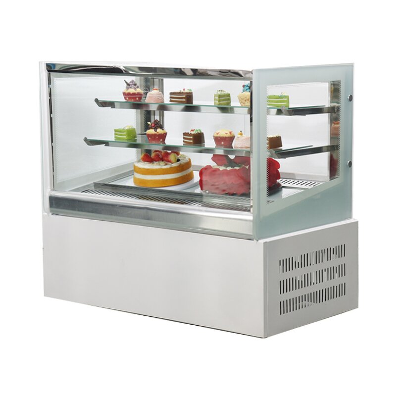 Cake Display Cooler Factory - White Right Angle Air-Cooled Commercial Refrigerated