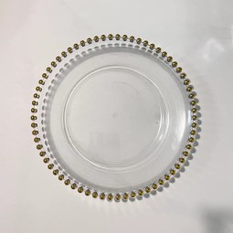 Gold Beads Edge Charger Plate Factory - Wholesale Plastic 11 Inch for Wedding Party