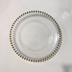 Gold Beads Edge Charger Plate Factory - Wholesale Plastic 11 Inch for Wedding Party