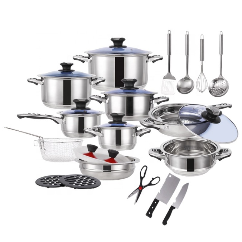 Stainless Steel Cookware Set Supplier - Popular Models Professional Wholesale Hot 30Pcs