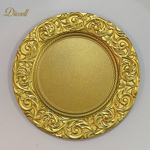 Plastic Charger Plate Manufacturer - Wholesale Gold Luxury Painted for Wedding Party