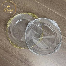 Plastic Charger Plate Manufacturer - New Design Round High Quality Clear Gold Reef