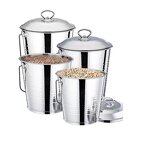 Grain Metal Buckets Manufacturer - New Item 4PCS Set Stainless Steel with Cover Gold Copper