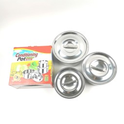 Cooking Pot Set Supplier - Stainless Steel Indian Thailand 3pcs Set Stock Pot