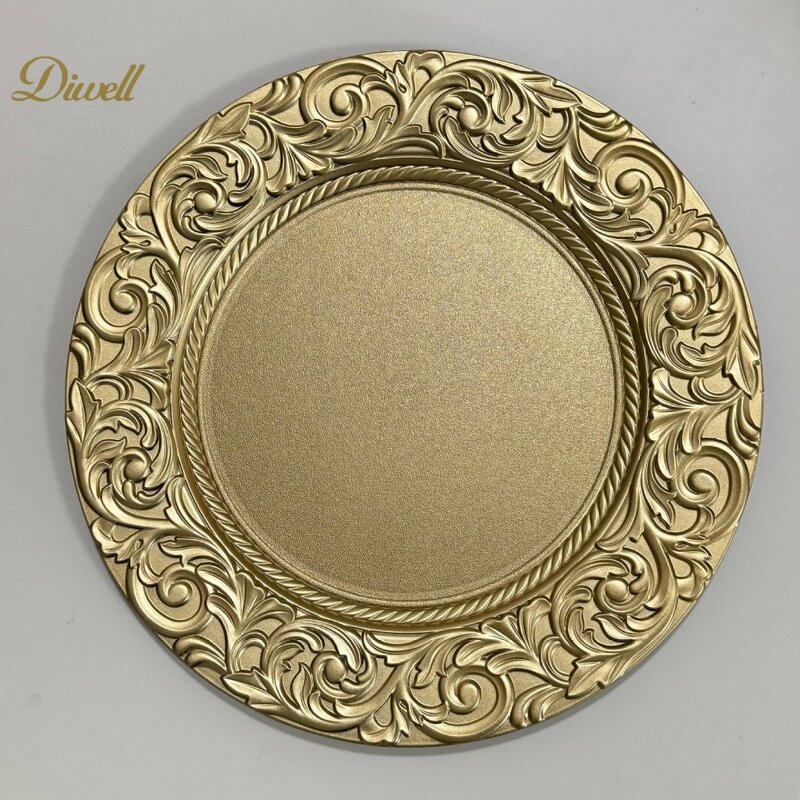 Round Charger Plate Factory - Dinnerware Plastic 13 Inch Gold Luxury High Quality