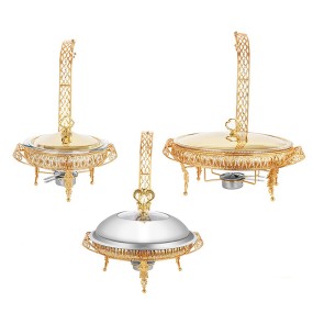 Catering Stove Factory - Luxury Stainless Steel Round Chafing Dish with Holder