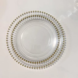 Dinner Plate Manufacturer - Hot Selling Wholesale Clear Back Plastic Gold Beads Rim