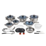 Cooking Pan Set Manufacturer - High-inquiry 25Pcs Stainless Steel with Blue Glass Lid