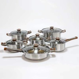 Stainless Steel Cookware Set Factory - Hot Sale with Brown Bakelite