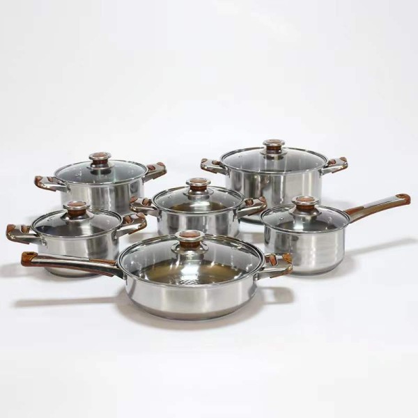 Stainless Steel Cookware Set Factory - Hot Sale with Brown Bakelite