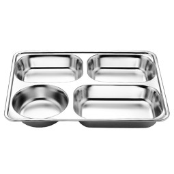 Food Grade Tray Supplier - SUS304 Stainless Steel Fast Food 4 Grid Deep Serving