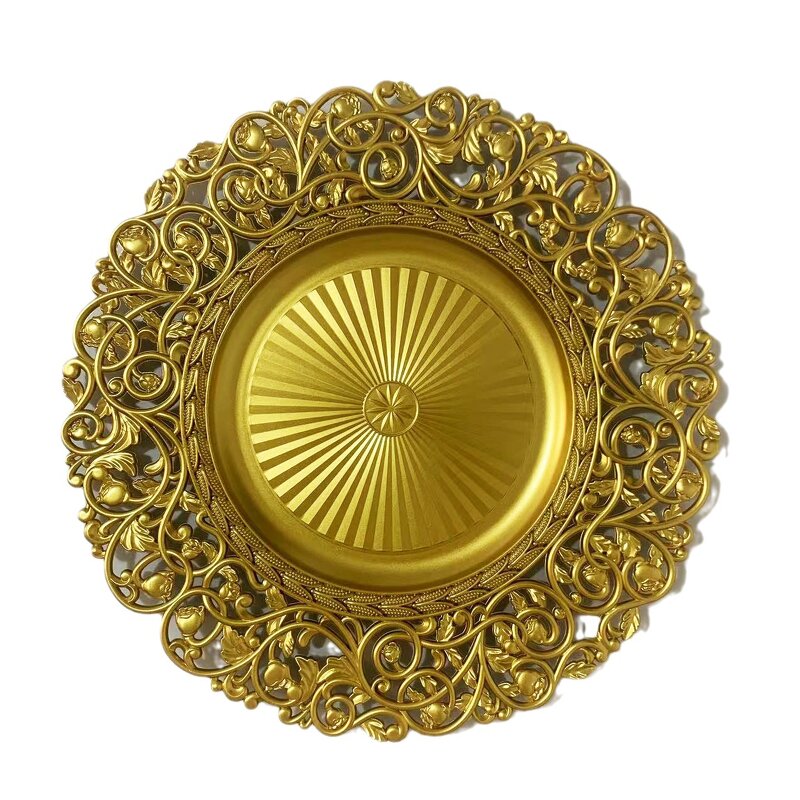 Charger Plate Supplier - Cheap 13 Inch Gold Wholesale Plastic High Quality Round