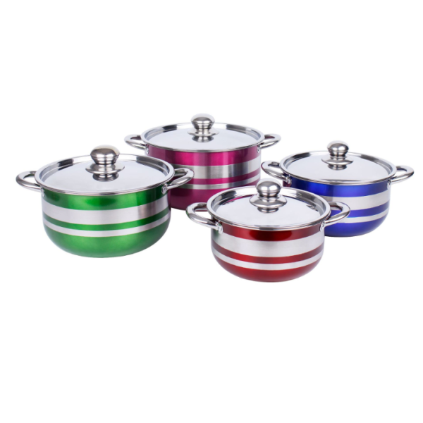Stainless Steel Cookware Sets Manufacturer - Hot Sale Saucepan with Cover 8pcs Colorful