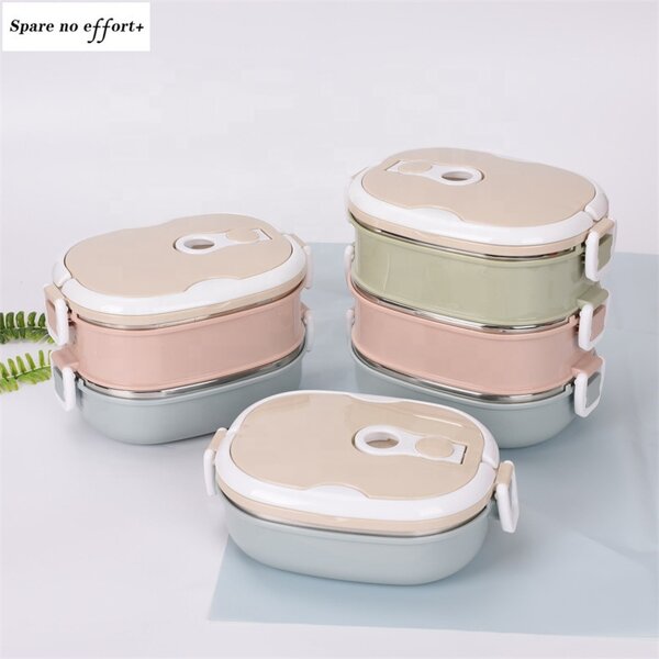 Food Container Lunch Boxes Factory - SS304 Stainless Steel 3 Layer with Plastic Airtight