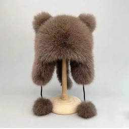 Winter Beanie Factory - Cute Raccoon Faux Fur Knitted