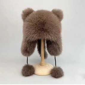 Winter Beanie Factory - Cute Raccoon Faux Fur Knitted