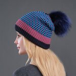 Pom Hat Manufacturer - Raccoon Fur Pom Knitted Beanie